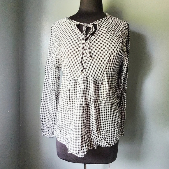 *NWT* Three Dots Mason Plaid Long Sleeve Blouse - Picture 2 of 5